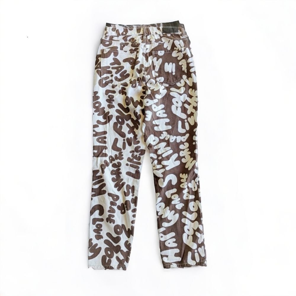 PacSun Women’s Dad Jeans High Rise Straight Two Tone Peace Print Skater 28 - Picture 7 of 15